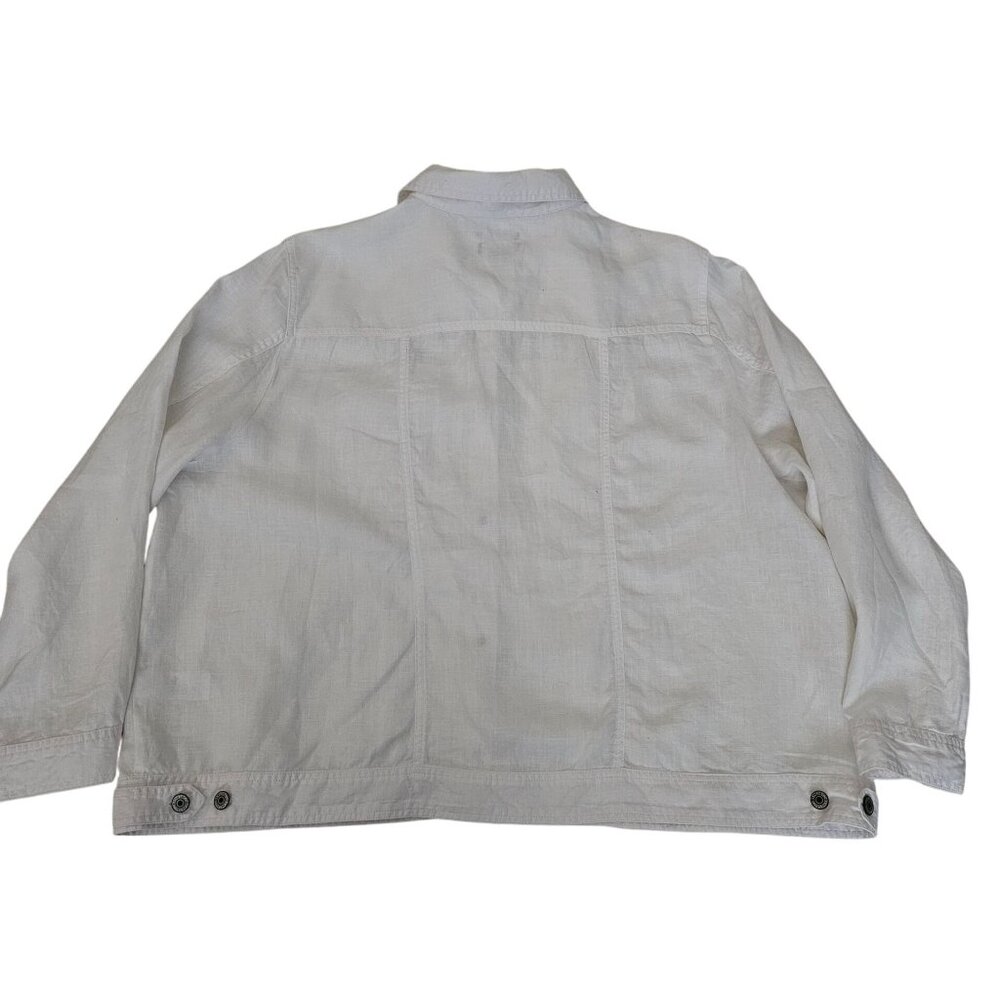 Jones & Co. 100% Linen White Button‎ Front Collared Jean-Style Jacket Size 3X - Picture 3 of 12
